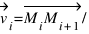vec{v}_{i} = {vec{M_{i}M_{i+1}}} / {t_{i+1} - t_{i}