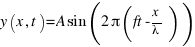 y(x,t) = A sin(2π(ft - x / λ))