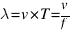lambda = v * T = v / f