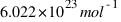 6.022 * 10^23 mol^{-1}