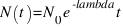 N (t) = N _0 e^-lambda t
