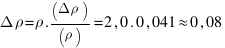 Delta rho = rho . (Delta rho)/(rho) = 2,0 . 0,041 approx 0,08