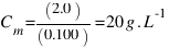 C_m = (2.0) / (0.100) = 20 g.L^-1