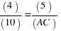 (4)/(10) = (5)/(AC)