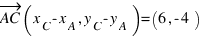 vec{AC}(x_C - x_A, y_C - y_A) = (6, -4)