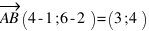 vec{AB}(4-1 ; 6-2) = (3;4)