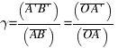 gamma = (overline{A prime B prime})/(overline{AB}) = (overline{O A prime})/(overline{OA})