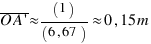 overline{O A prime} approx (1)/(6,67) approx 0,15 m