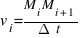 v_{i} = {M_{i}M_{i+1}}/{Delta~t}