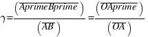 gamma=(overline{AprimeBprime})/(overline{AB})=(overline{OAprime})/(overline{OA})