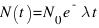 N (t) = N _0 e ^- lambda t