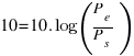 10 = 10 . log(P_e / P_s)