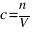 c = n / V