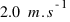 2.0~m.s^{-1}