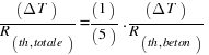 (Delta T)/(R_{th,totale)} = (1)/(5) . (Delta T)/(R_{th,beton)}