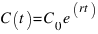 C(t) = C _0 e ^(rt)