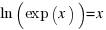 ln(exp(x)) = x