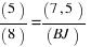 (5)/(8) = (7,5)/(BJ)