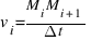 v_{i} = {M_{i}M_{i+1}}/{Delta{t}}